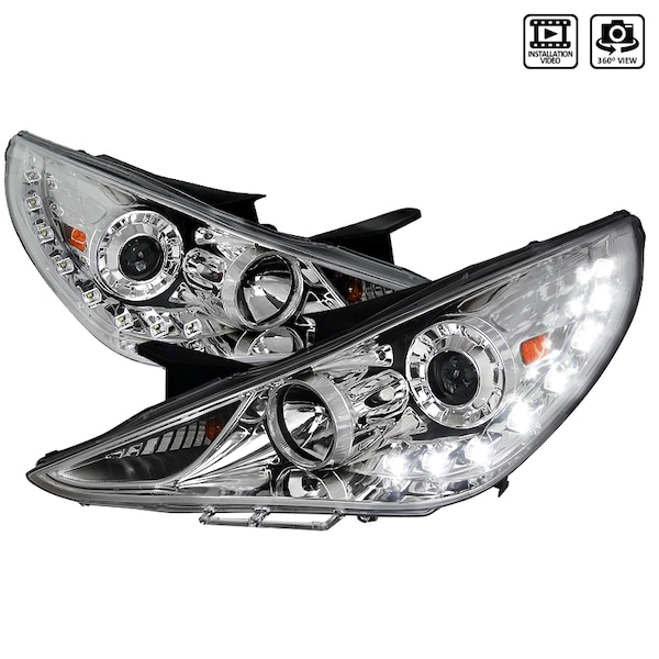 Spec-D Tuning 11-Up Hyundai Sonata Projector Headlight Chrome Housing 2LHP-SON11-TM - main